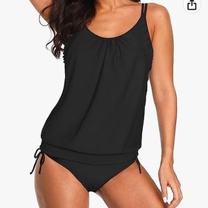 Two Piece Blouson Tankini Swimsuits